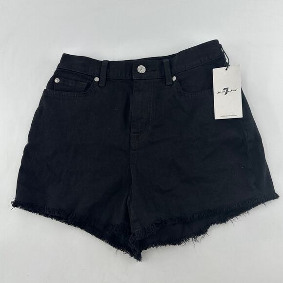 7 For All Mankind Women's Black Cut Off High Rise Jean Shorts Size 25 - Picture 4 of 13
